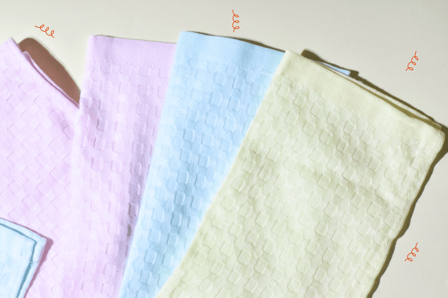 Pastel Waffle Wash Cloth (Set of 6)- 100% Cotton | Super Soft