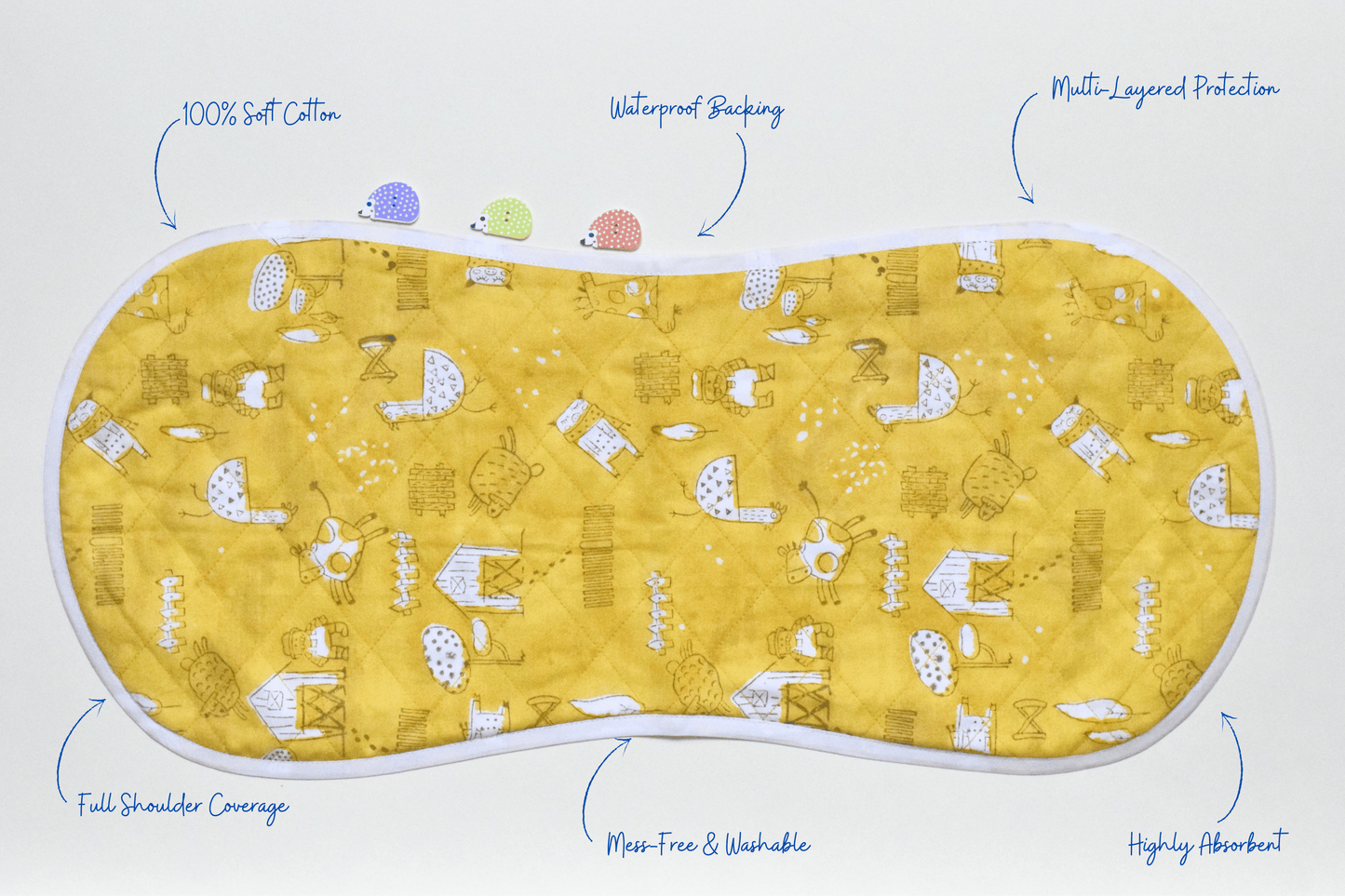 Sunny Pastures Burp Cloth | 100% Cotton | Waterproof | Full Coverage | Gentle