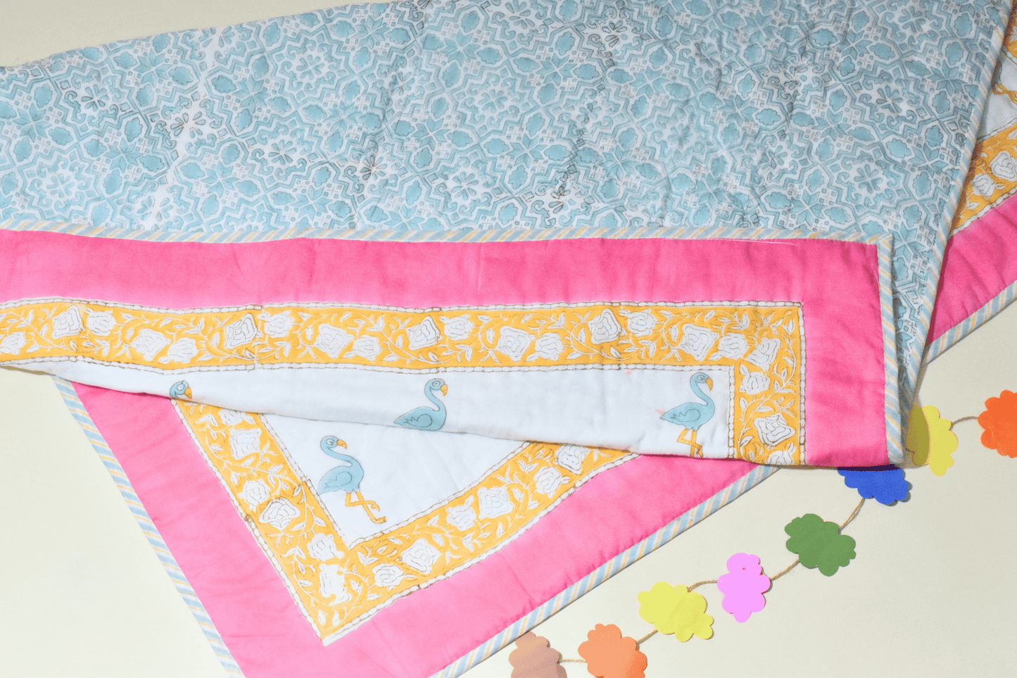 Blue-mingo Bliss Nursery Bedding Set- 100% Cotton, Handmade Comfort for Your Little One