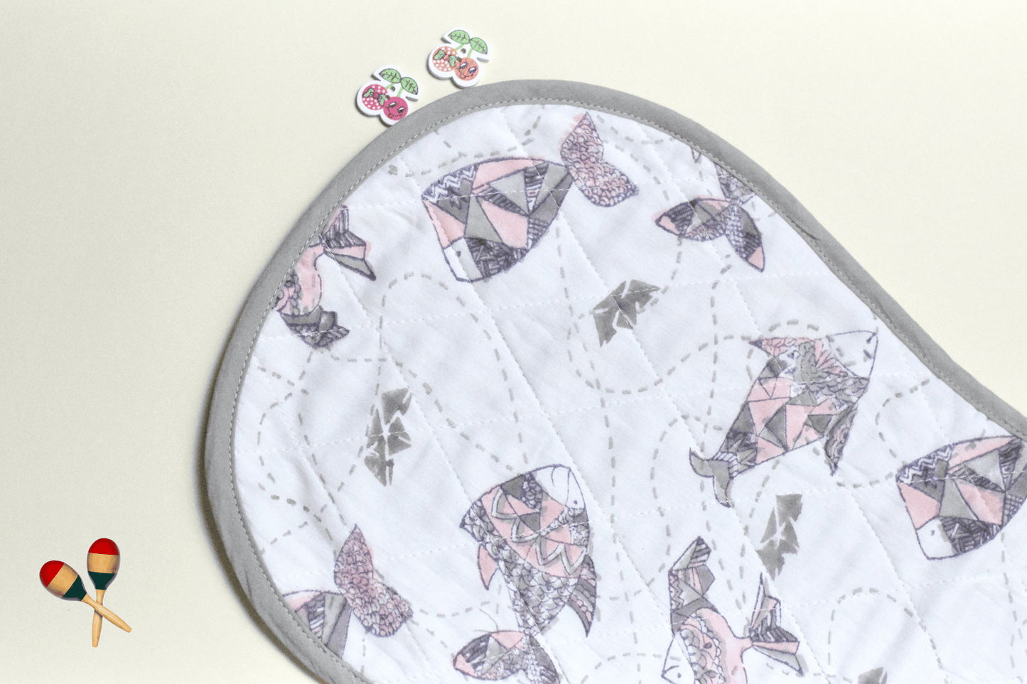 Greyscale Aquarium Burp Cloth | 100% Cotton | Waterproof | Full Coverage