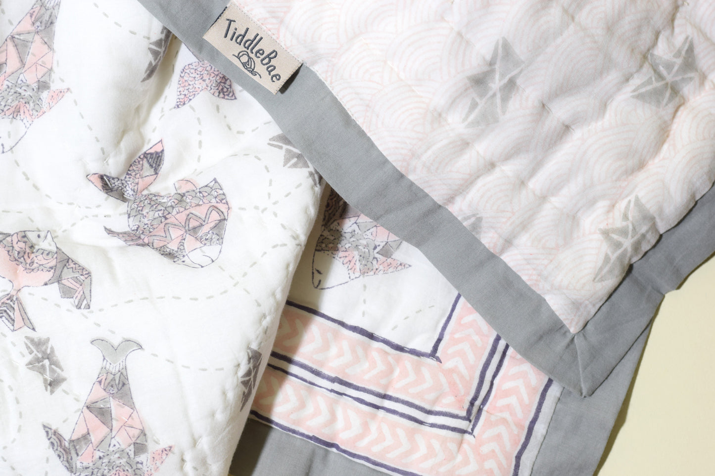 Greyscale Aquarium Handblock Comforter- 100% Cotton | Hypoallergenic | Lightweight