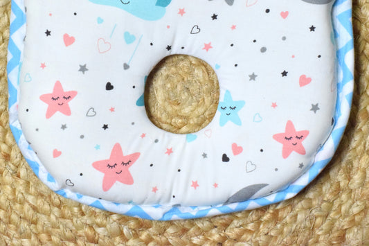 Dreamy Blue Skies New Born Baby Head Shaping Pillow with Memory Foam
