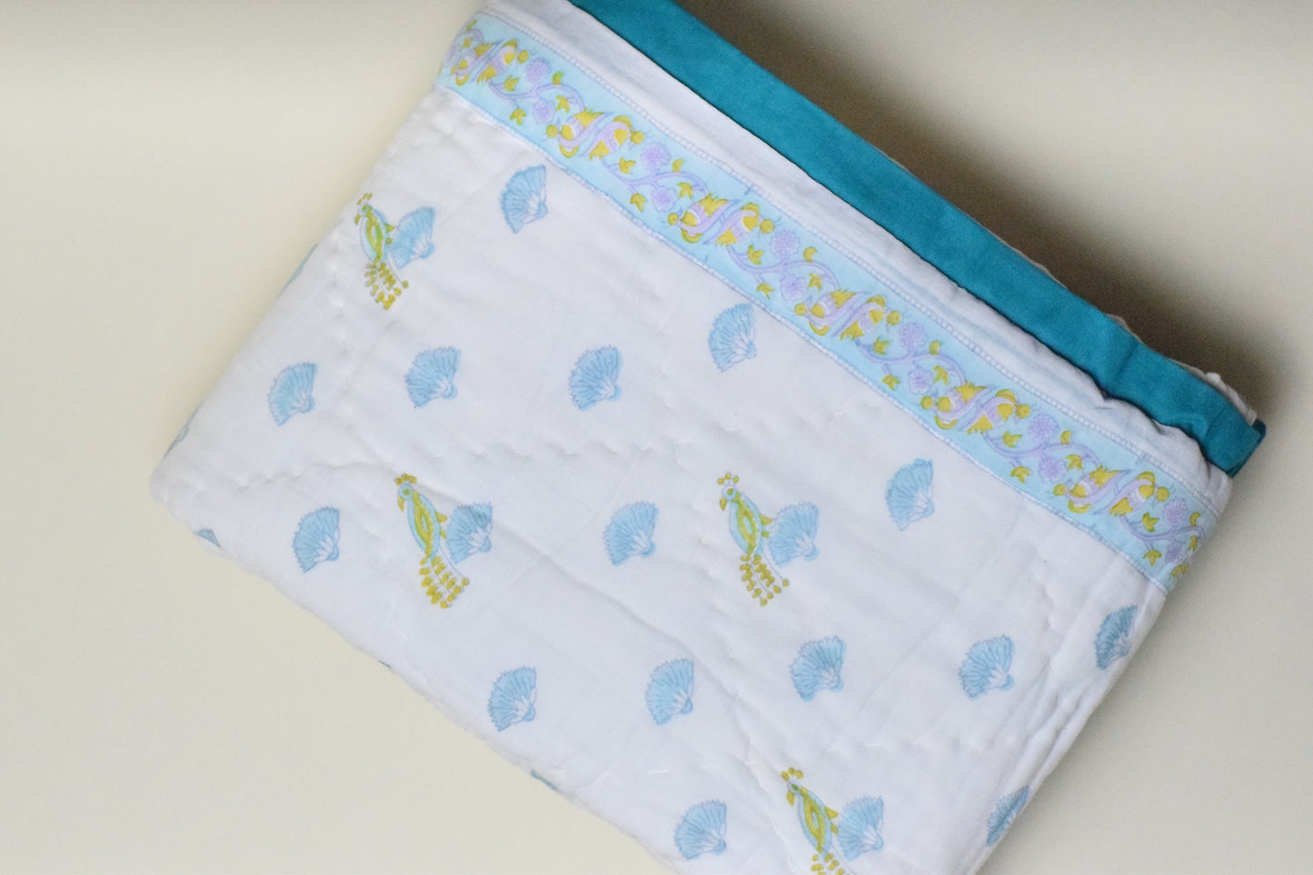 Ocean Petals Handblock Comforter- 100% Cotton | Hypoallergenic | Lightweight