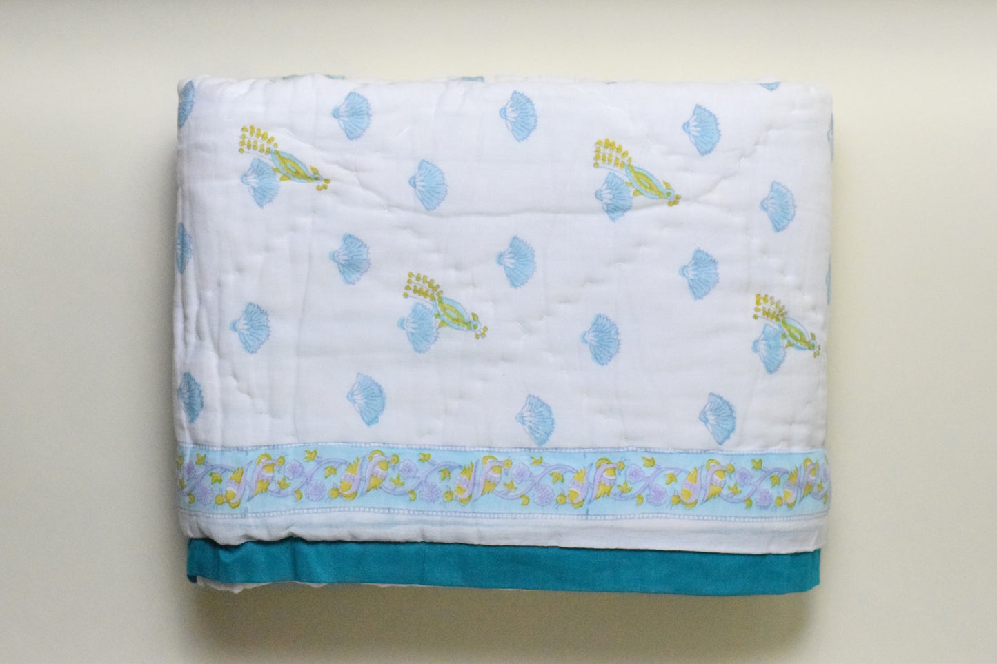 Ocean Petals Handblock Comforter- 100% Cotton | Hypoallergenic | Lightweight
