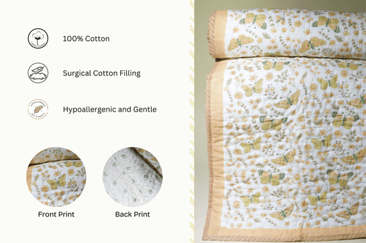 Bumble Fly Soft & Cozy Baby Comforter| 100% Cotton | Perfect for Infants and Toddlers | Lightweight