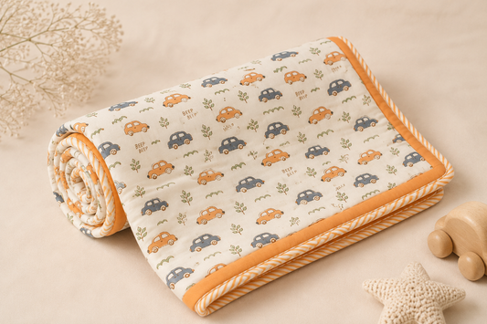 Mini Motors Soft & Cozy Baby Comforter| 100% Cotton | Perfect for Infants and Toddlers | Lightweight