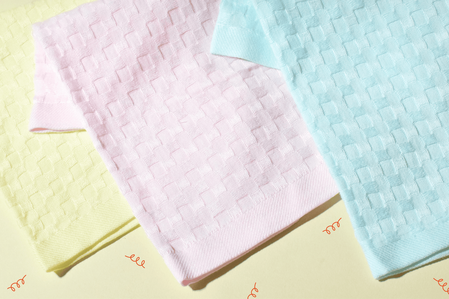 Pastel Waffle Wash Cloth (Set of 6)- 100% Cotton | Super Soft