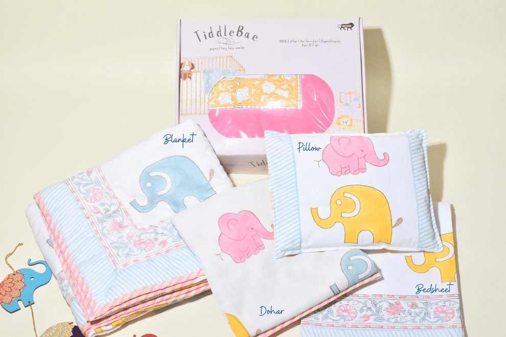 Tiny Trunks Nursery Bedding Set- 100% Cotton, Handmade Comfort for You ...