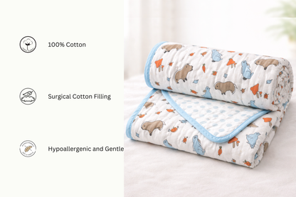 Little Explorer Safari Soft & Cozy Baby Comforter| 100% Cotton | Perfect for Infants and Toddlers | Lightweight