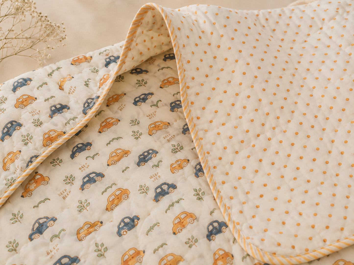 Mini Motors Soft & Cozy Baby Comforter| 100% Cotton | Perfect for Infants and Toddlers | Lightweight