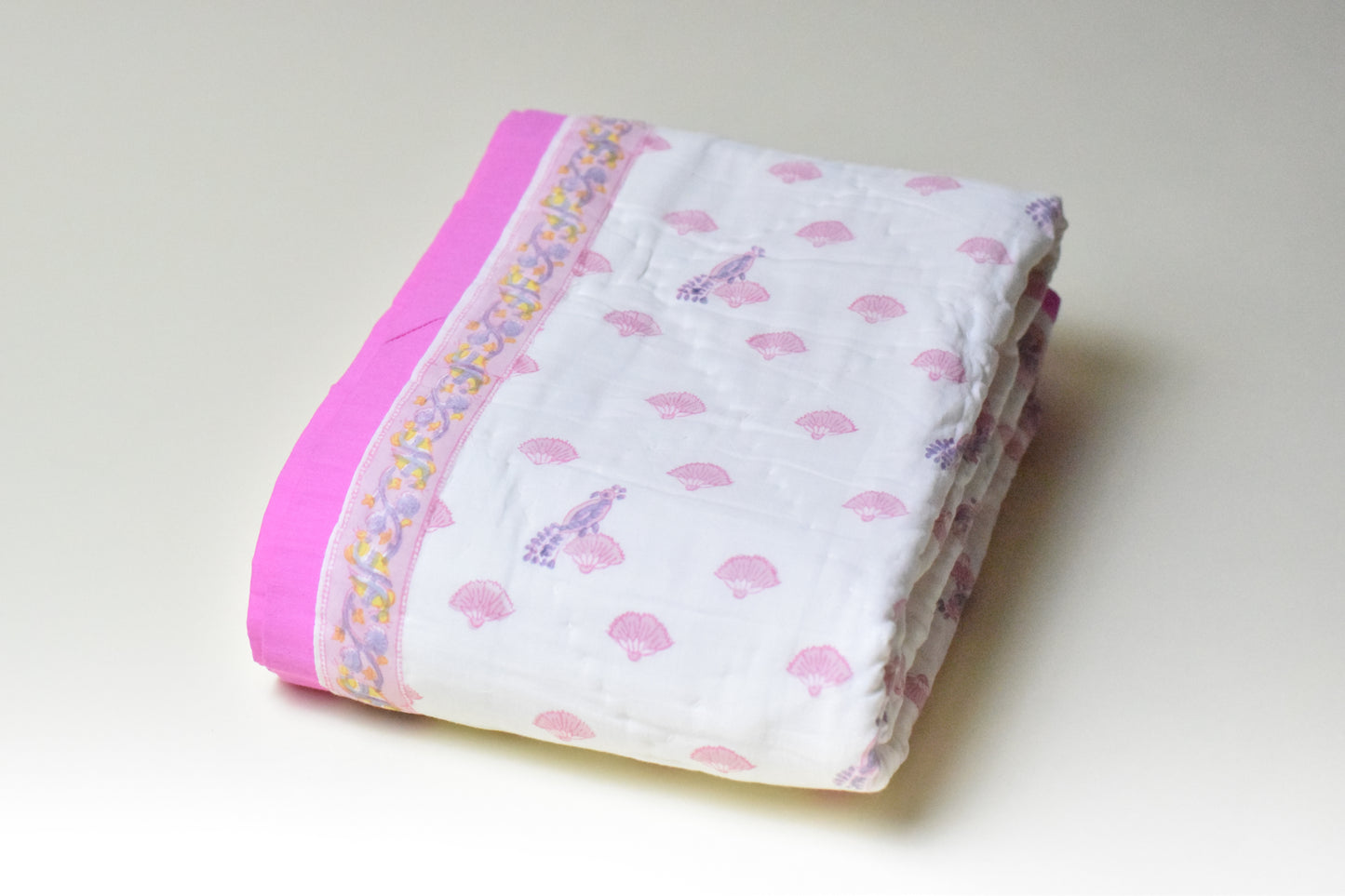 Coral Bloom Handblock Comforter- 100% Cotton | Hypoallergenic | Lightweight