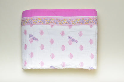 Coral Bloom Handblock Comforter- 100% Cotton | Hypoallergenic | Lightweight