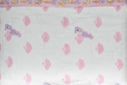 Coral Bloom Handblock Comforter- 100% Cotton | Hypoallergenic | Lightweight