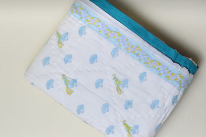 Ocean Petals Handblock Comforter- 100% Cotton | Hypoallergenic | Lightweight