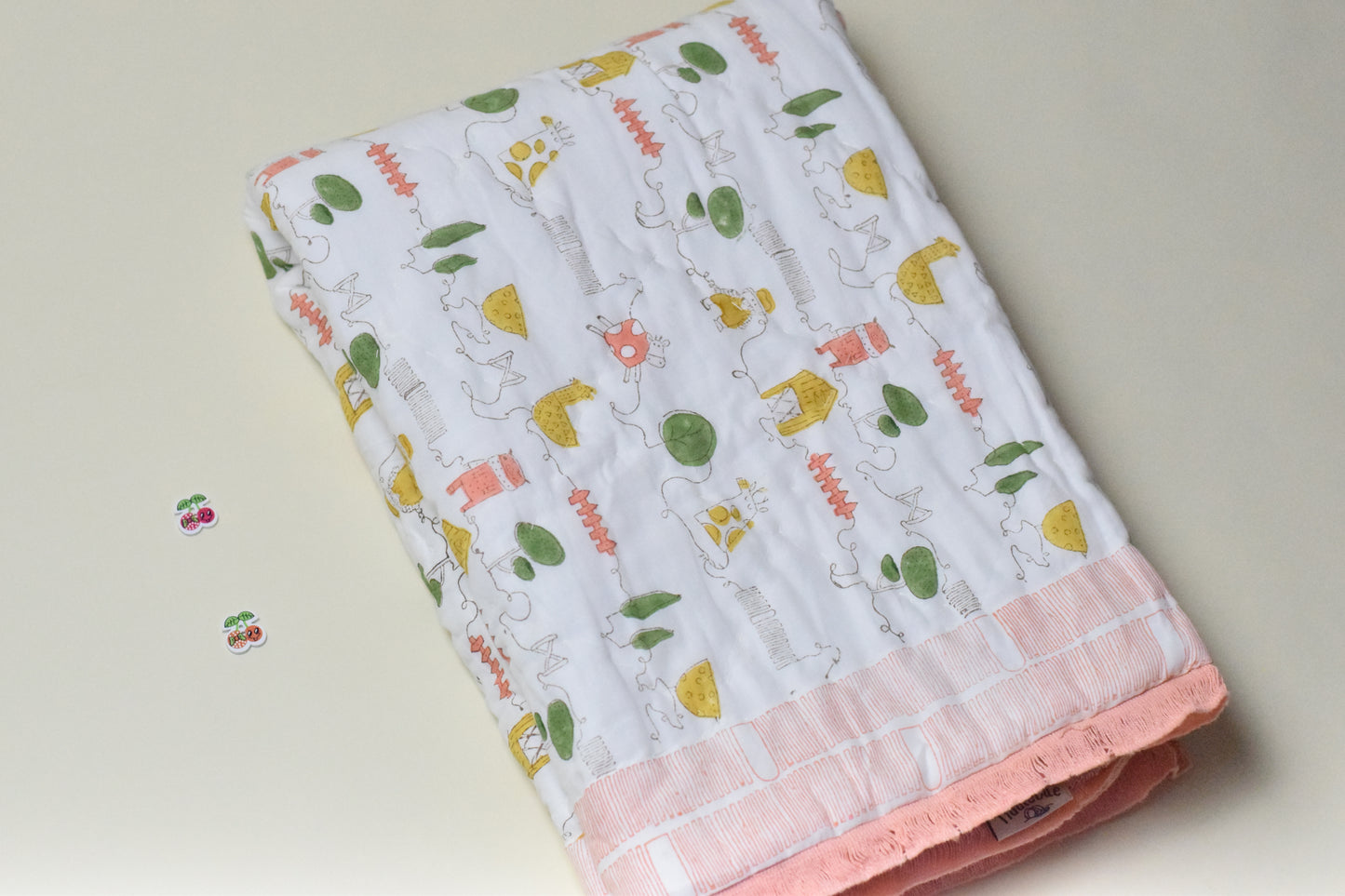 Farm Friends Handblock Comforter- 100% Cotton | Hypoallergenic | Lightweight